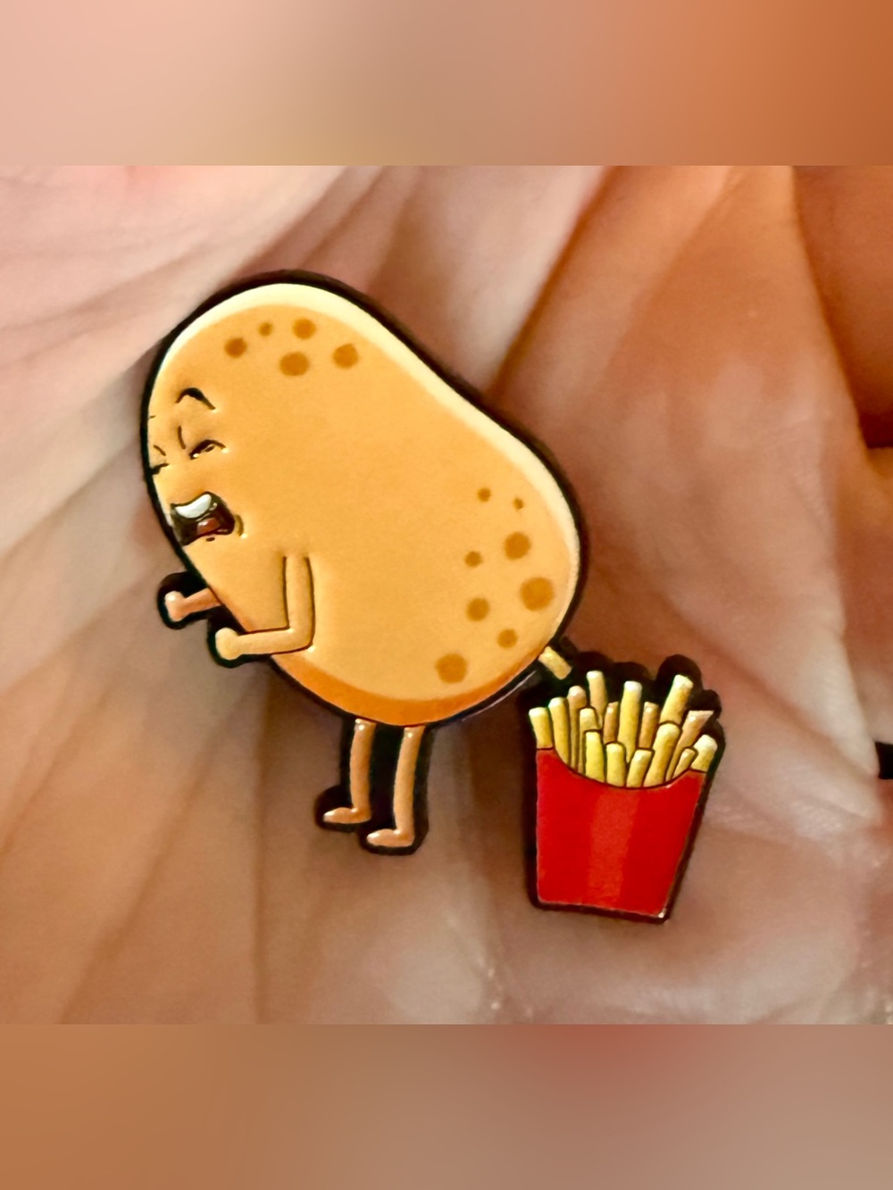 Funny Potato Pooping Out French Fries 1.5” Enamel Pin Brooch Humor Gift